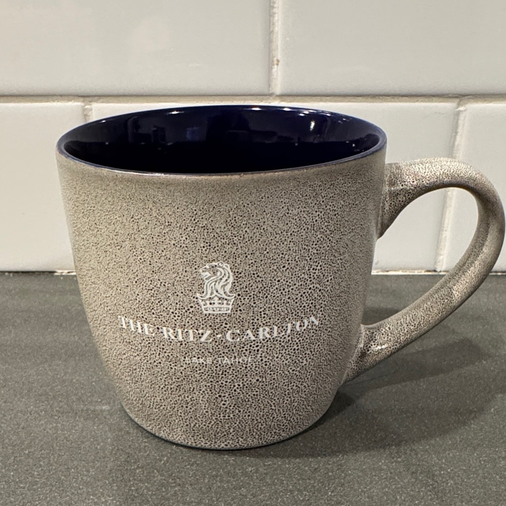 Ritz Carlton Gray and Blue Ceramic Mug